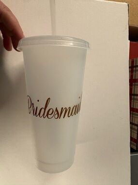 Bridesmaid Frosted Plastic Tumbler with Gold Script - Unbranded